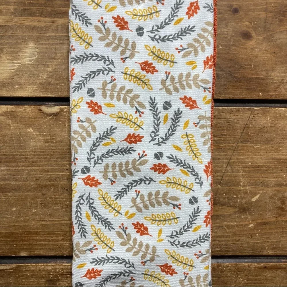 NWT Kitchen Towels Set of 2 Thanksgiving Fall Home Decor Orange White